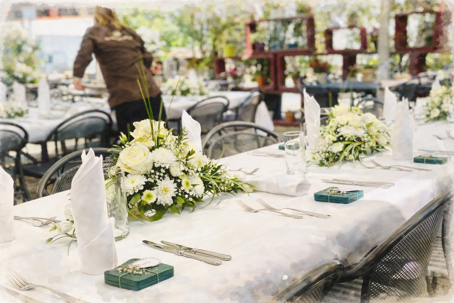Festlich gedeckte Hochzeitstafel auf der Terrasse des Gasthofs Kreuz Egerkingen